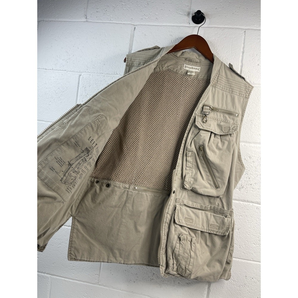 VTG  Banana Republic Men's Safari Utility Vest‎ Multi-Pocket Tactical Outdoors M - Picture 7 of 9